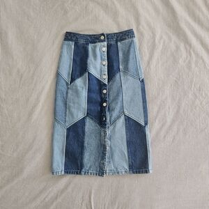 Sezane Alexane Denim Patchwork Skirt *Discontinued*